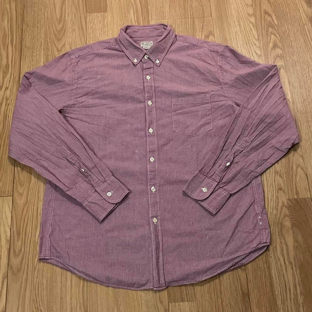 J Crew Mens Large Long sleeve Button Down Shirt Classic Red Gingham Check